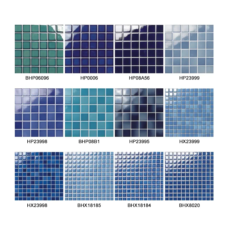 Mosaico de azulejos de cor azul para banheiro e piscina, mosaico de azulejos de cristal quebra-cabeça para piscina