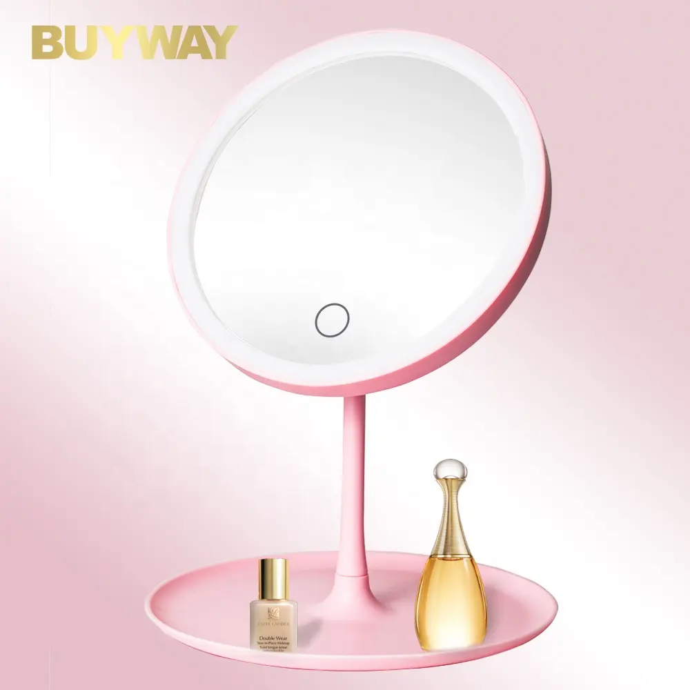 Espejo inteligente con Control táctil para maquillaje, espejo de tocador de plástico con luz LED Hd ajustable para cosmética