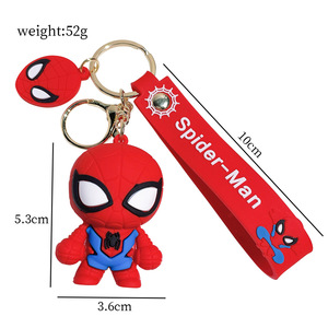 Yaratıcı 9 tasarım Marvel Spi der-adam PVC anahtarlık yumuşak yeni alaşım çanta araba anahtarı ile 3D kolye serigraf kauçuk anahtar zincirleri - Product Image 6