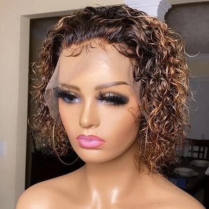 100% <strong>Human</strong> Hair Headband Wigs Short Pixie Curly Wigs Water Wave 6inches <strong>Easy</strong> to Install Brazilian <strong>Human</strong> Hair - Product Image 1