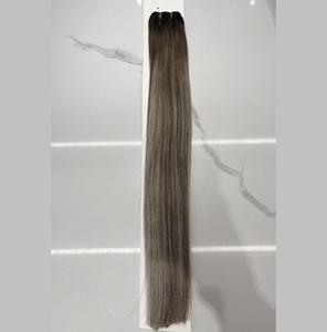 Üst sınıf bakire rus çift çizilmiş Remy için gölgeli insan saçı atkı #3 #60 renk makine uzantıları - Product Image 5