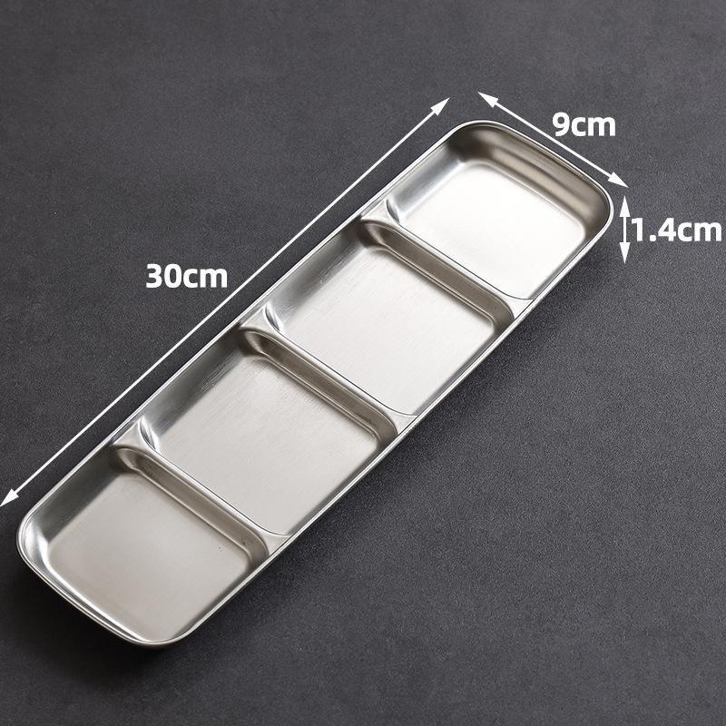 9x30cm four-compartment square plate (silver)
