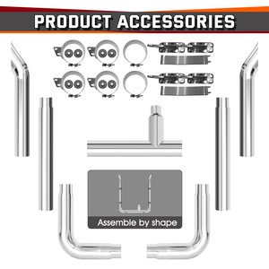 Peterbilt için uzun 90 derece dirsekler ile fabrika özel ağır kamyon OD 8 "Aussie krom yığın boruları - Product Image 2