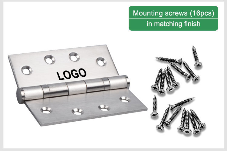 Doorplus High Quality Round Corners 3" Inch 6 Holes Stainless Steel Butt Hinges For Wooden Door