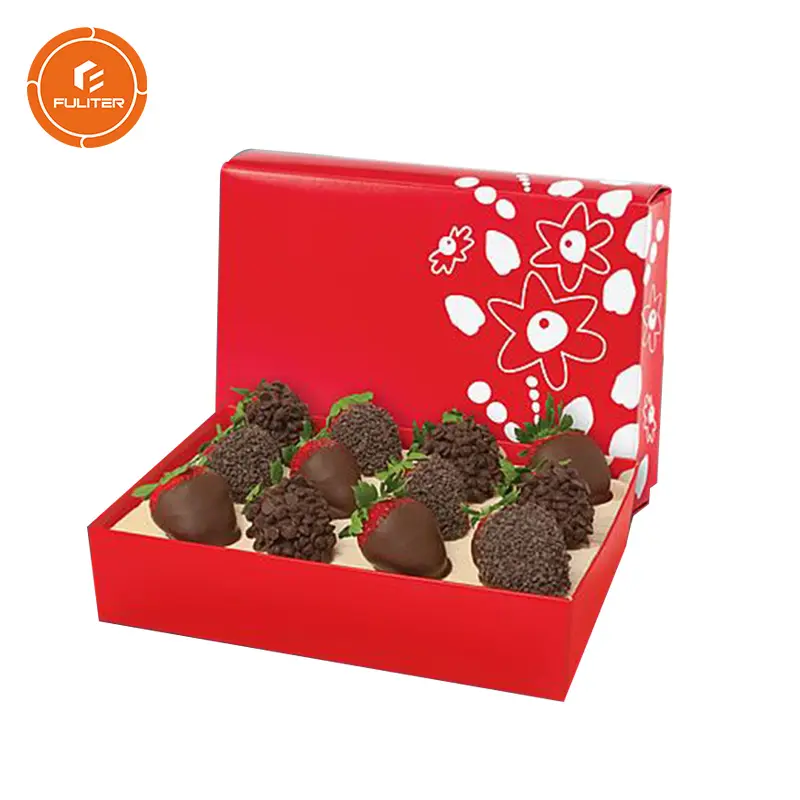 Personalizzazione vendita all'ingrosso matrimonio rosso lusso hardboard fragola cibo pacchetto di carta confezione regalo di cioccolato