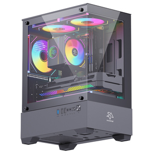 Kardan adam Premium <span class=keywords><strong>PC</strong></span> durumda dayanıklı orta kule şasi Modern tasarım alüminyum alaşım özel <span class=keywords><strong>PC</strong></span> için MicroATX stok durumu