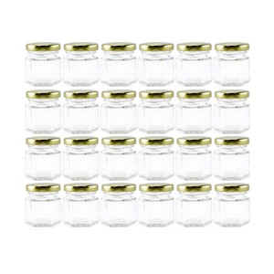 高品質卸売<span class=keywords><strong>1.5</strong></span>オンス45 Mlミニジャムキャンディースパイス食品ガラス六角瓶蜂蜜用ゴールド蓋付き