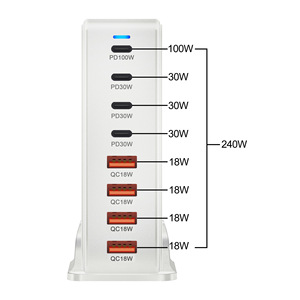 8-Port 240W galyum nitrür PD masaüstü şarj cihazı verimli 4A + 4C Laptop ve cep telefonu 4A + 4C cep telefonu şarj cihazları için şarj - Product Image 4