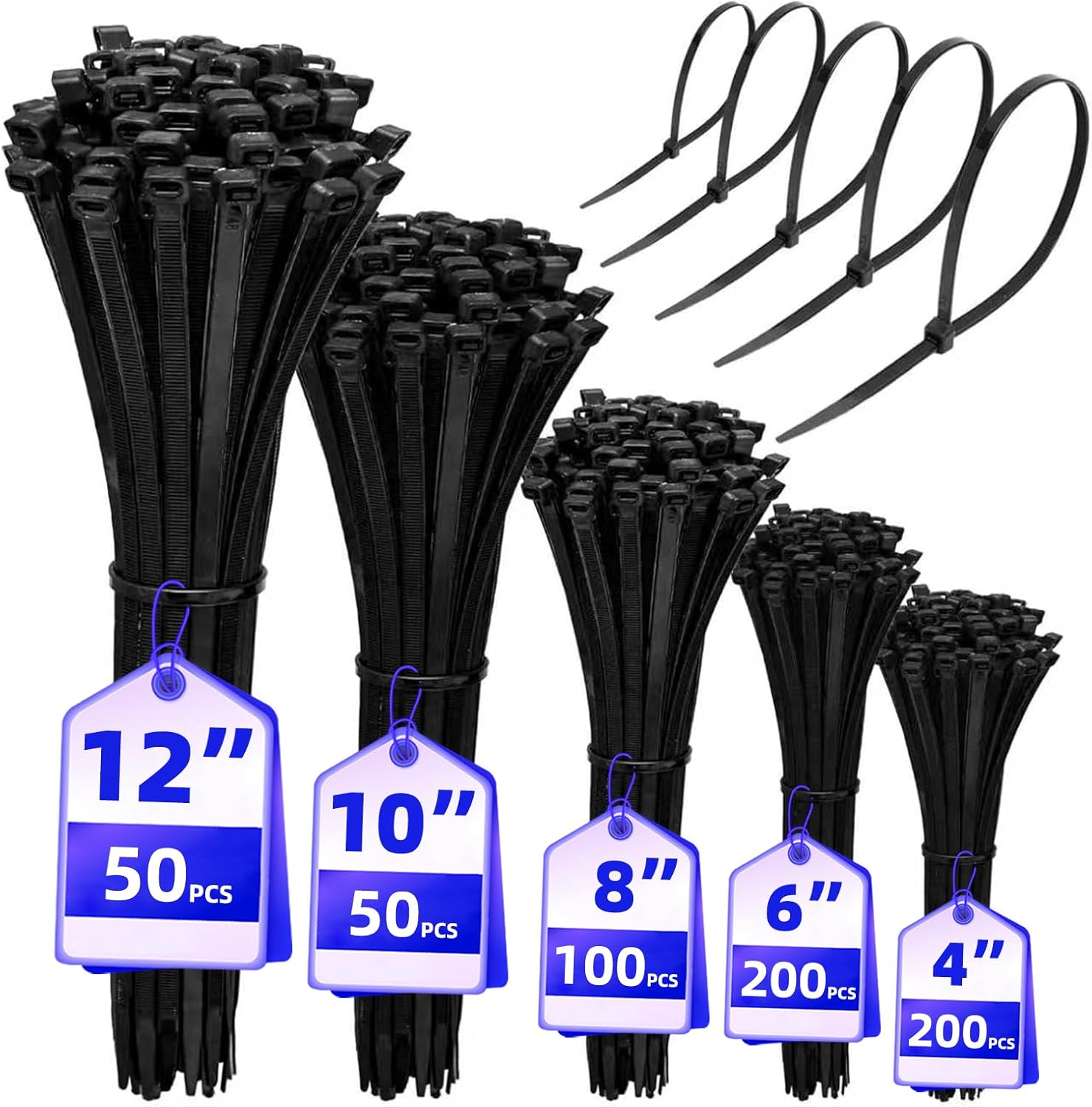 4+6+8+10+12 pouces -noir
