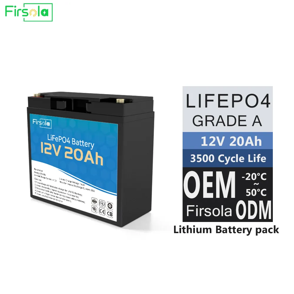 12V 20AH LiFePO4 3500 Pin Lithium cho hệ thống năng lượng mặt trời up lưu trữ năng lượng điện dự phòng
