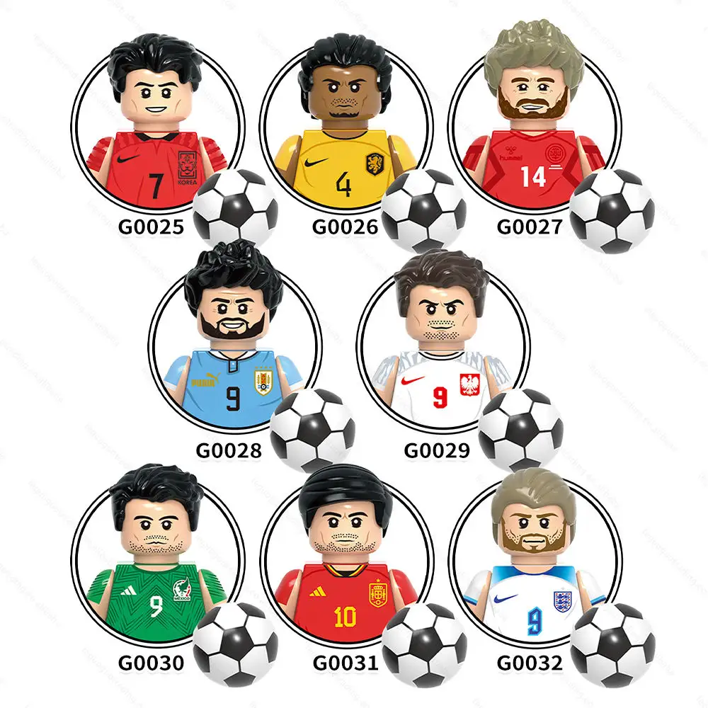 Novas Estrelas De Futebol Figura De Futebol Blocos G0103 G0104 Mini Personagens Mini Building Block Figuras De Ação Colete Crianças Brinquedo XT1003