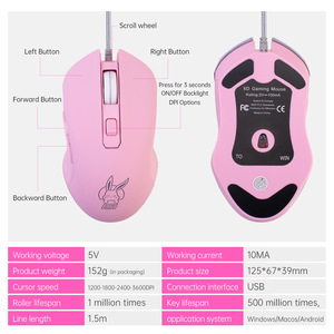 Optischer Computer Laptop Gaming Maus LED Hintergrund beleuchtung Kabel gebundenes RGB Smartphone Kompatibel Typ C USB-Empfänger Rechts orientierung - Product Image 5