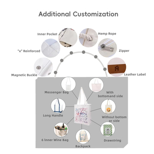 Diseño respetuoso con el medio ambiente diseño de logotipo personalizado 100% algodón lona cadena cordón bolsa de asas para compras bolsa con cordón - Product Image 6