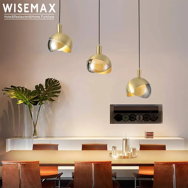 WISEMAX MOBILIÁRIO Nórdico Modern Smart Home Luzes Sala de Jantar Quarto Lustres Pingente Luzes Metal Rodada LED Pendurado Lâmpada