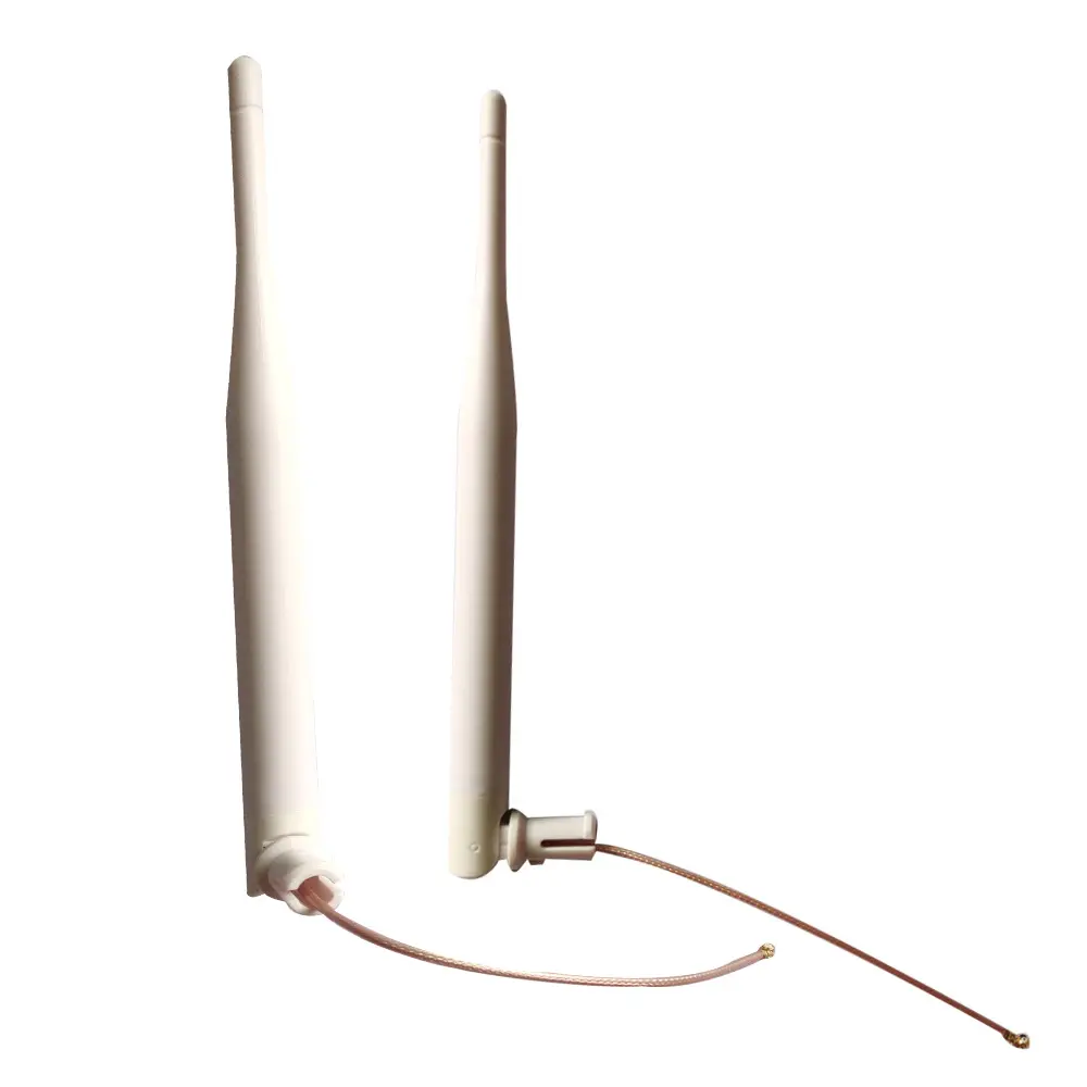 Ipex Ufl konektor jaringan nirkabel 2400MHz putih 2.4G RG 178 kabel Pigtail 5db antena 5dbi