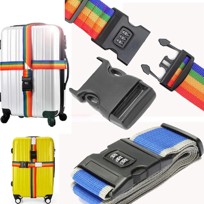 Đai hành lý có thể điều chỉnh với khóa nhựa đen chéo hành lý hàng hóa đóng đai hành lý