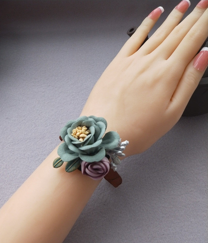 Bracelet grande fleur-rose vert