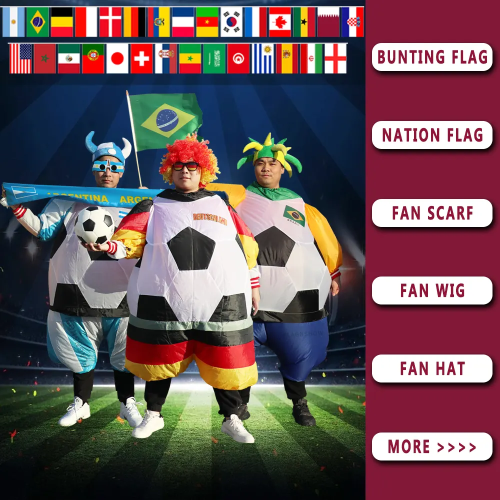 BOLISI Soccer Fan tifo World Cup 2022 accessori flag bag car hand table wear cappello bunting sciarpa per la coppa del mondo 2022