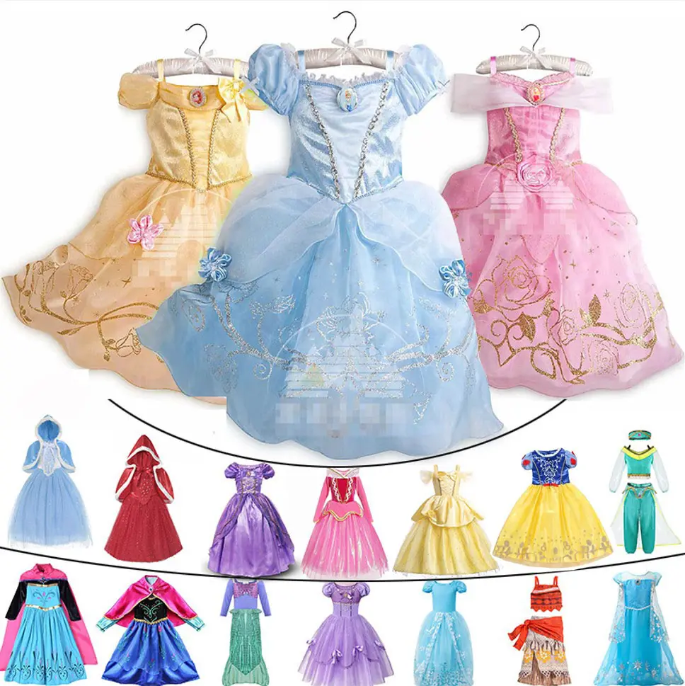 Flower girl dresses da 6 a 14 anni Rapunzel baby girl dress up jasmine kids moana princess dress costume bambini