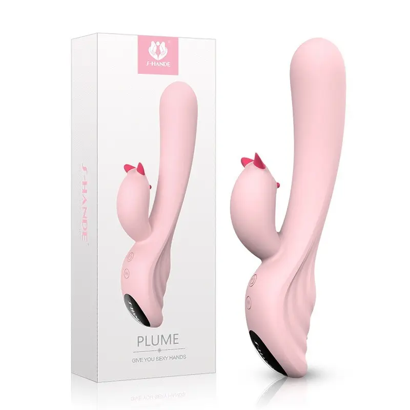 Vibrador de punto G de doble motor de silicona rosa con logotipo personalizado, vibrador de conejo, juguete sexual, consolador vibrador para mujer