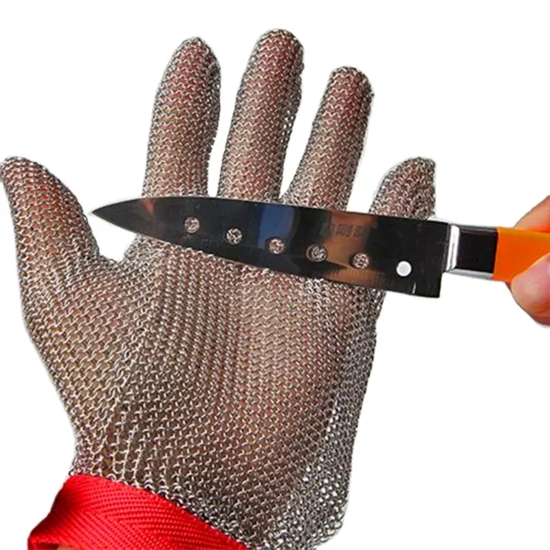 Precio barato Guantes de malla de alambre de carnicero Guante resistente al corte de acero inoxidable Cuchillo anticorte Guante de protección de seguridad a prueba de cuchillas