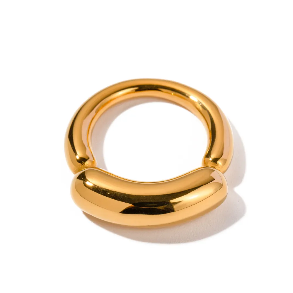 Charm gioielli in acciaio inossidabile placcato oro 18 carati regalo fatti a mano a strati due larghezze anelli a tubo misto per le donne