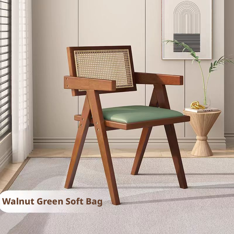 walnut color + green upholstery