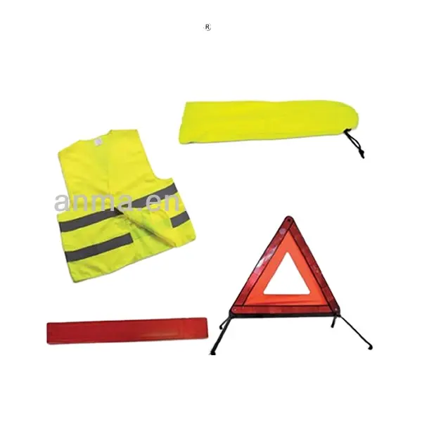 Triângulo de advertência kit/kit com triângulo de advertência reflexiva vest/kit de emergência do carro de trânsito