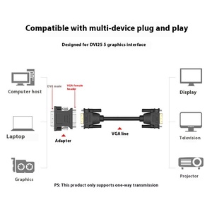 Precio de fábrica Adaptador DVI a VGA DVI Macho a VGA Adaptador hembra 1080P Conector de video 24 + 1 Pin para monitor Proyector de computadora - Product Image 5