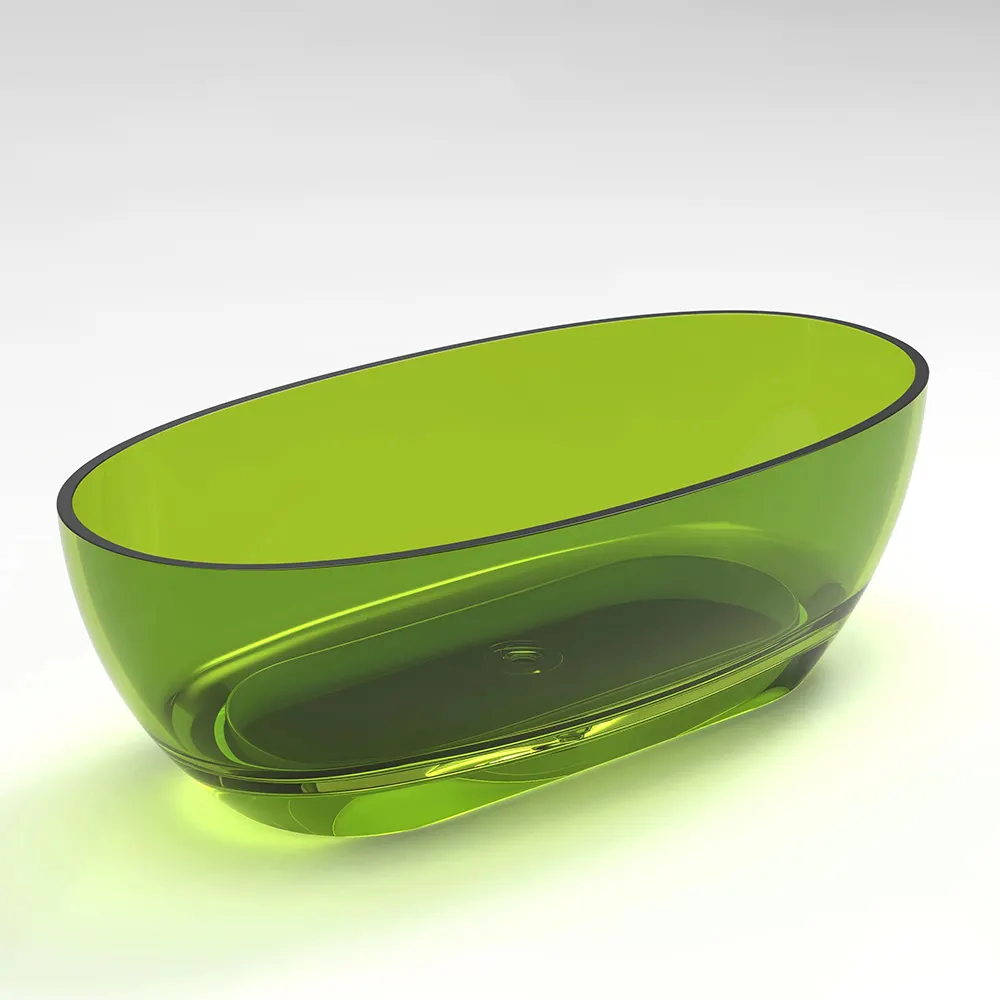 CLASIKAL Luxury crystal transparent bath light green transparent solid surface resin independent bathtub
