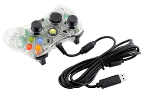 ゲームアクセサリーXbox360USB有線コントローラーゲームパッド用緑色LED透明コントローラー - Product Image 3