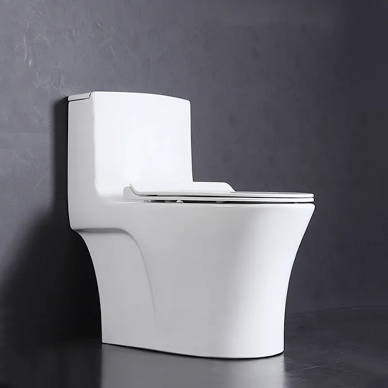 Çin fabrika modern kolay kurulum banyo WC dilsiz iniş tuvalet sifon floş seramik sifonlu tuvalet tek parça s-tuzak tuvalet kase