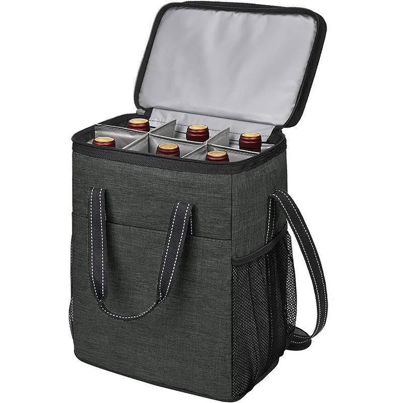 Sacola refrigeradora para vinho e garrafa de viagem acolchoada com isolamento para piquenique e vinho, sacola refrigeradora para cerveja