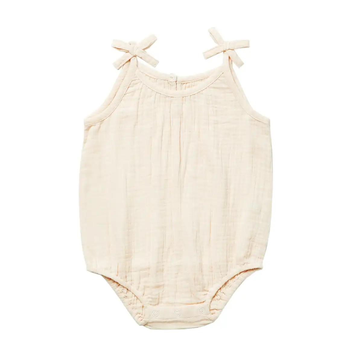 2023 Baby Toddler Organic Sólida Musselina Tie Strap Macacão de Bolha Personalizado Kids Clothing Jumpsuit 3-24 Meses Macacão de Bebê