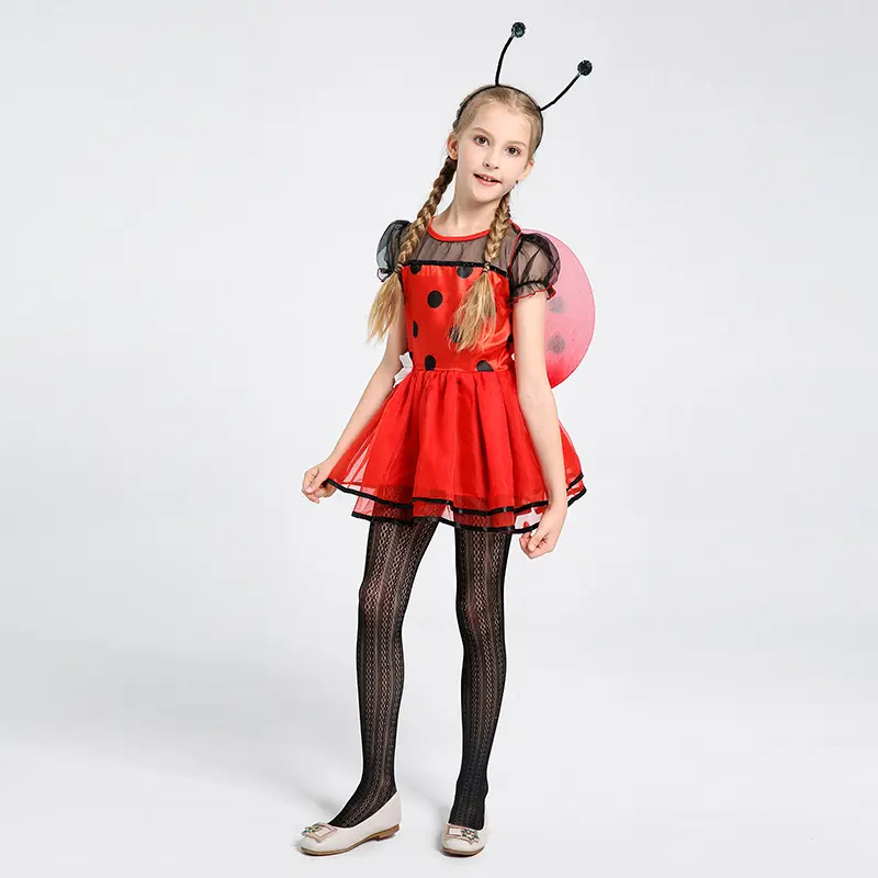 CN-Atacado Halloween Trajes das Crianças Cosplay Costume Animal Joaninha Menina Princesa Vestido Pompadour Vestido