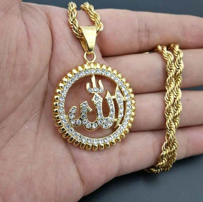 Мусульманская Подвеска из нержавеющей стали ожерелья с цирконом бриллиантовые мусульманские ювелирные изделия Аллах ожерелье