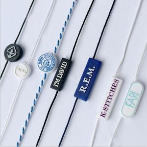 Nylon and Polyester Ribbon Heat Stamp Foil LOGO Hangtag <strong>String</strong> <strong>Loop</strong> Embossed Name Logo for Clothing - Product Image 1