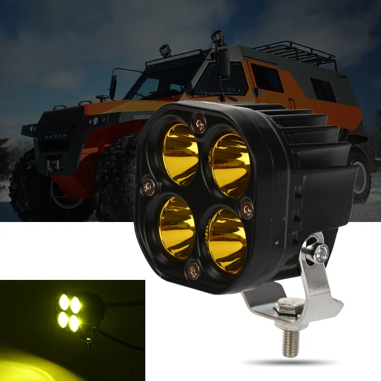 Jeep traktor truk Utv Atv 4x4 Off Road lampu sorot 40w Amber kubus lampu kabut mobil persegi lampu kerja Led