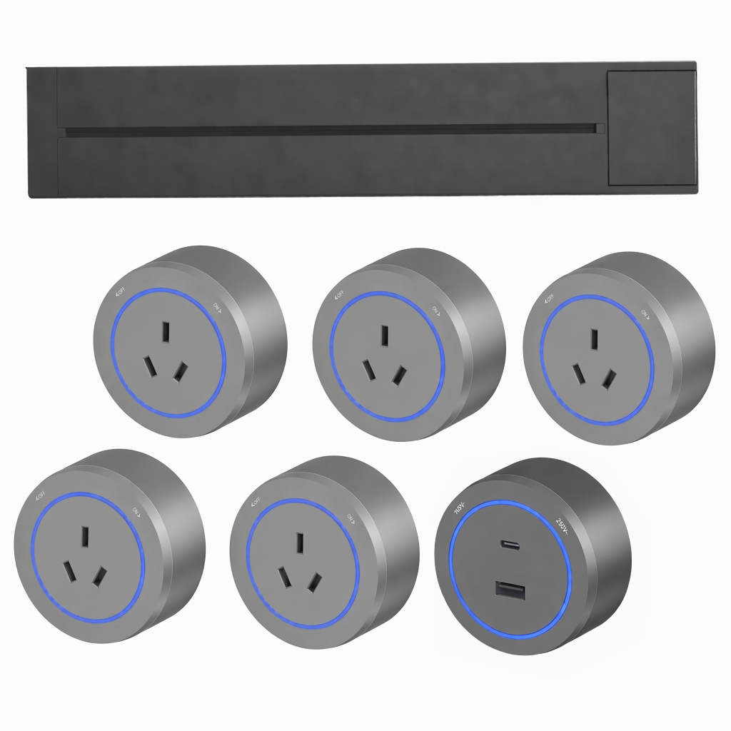 Rail gris de 60 cm avec adaptateur 5+1