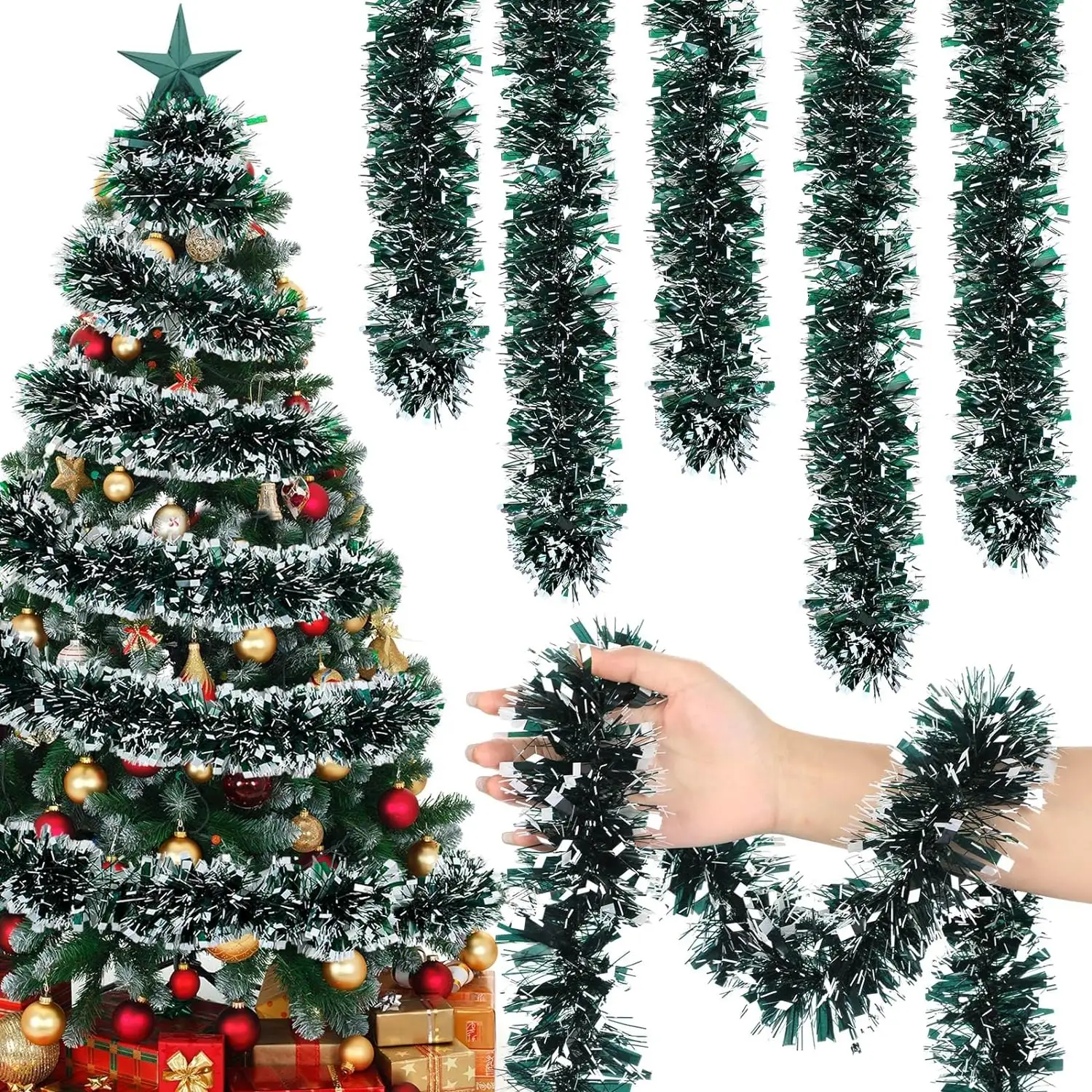 Factory Direct Sale Christmas PET Tinsel Garland Hanging Decorations Indoor and Outdoor Disco Party Supplies