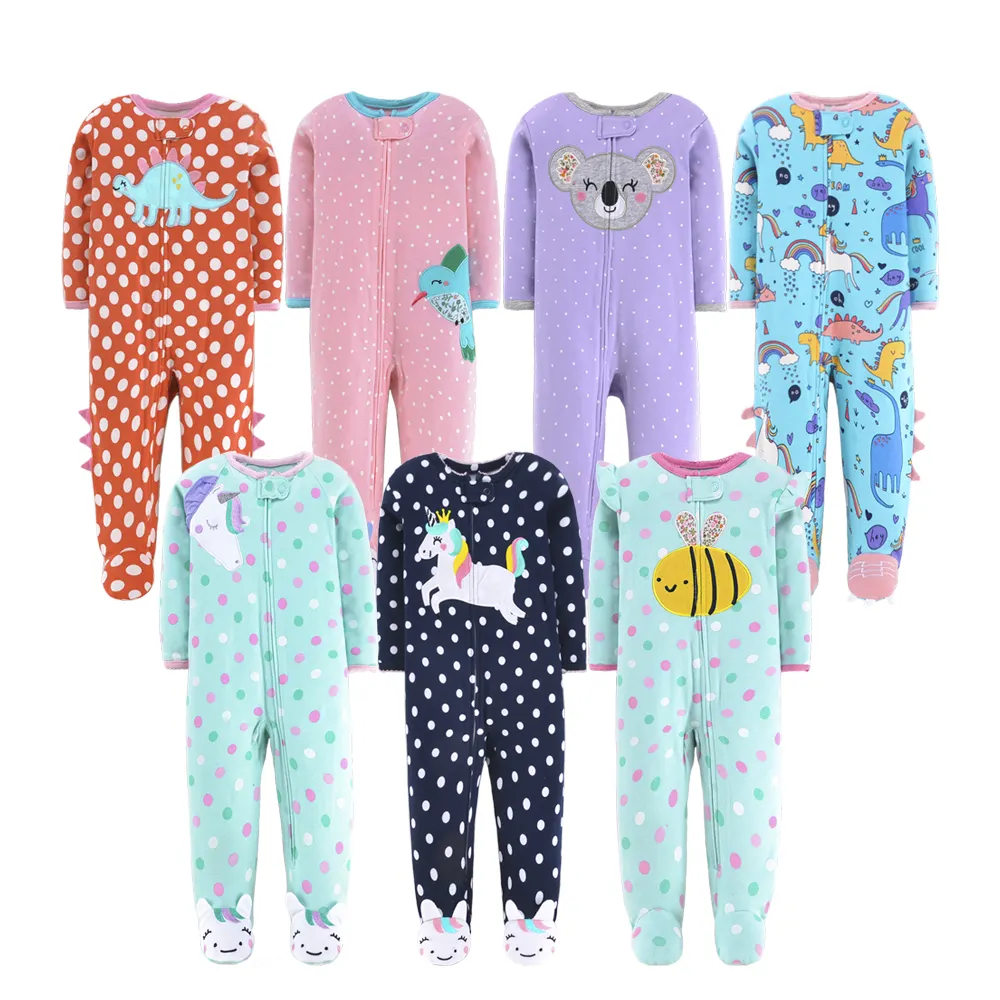 Roupas de bebês unissex, 3.6.9.12 meses desenhos animados, macacão fofinho, inverno, algodão, manga comprida, pijama com zíper