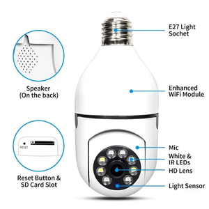 1 fabrika fiyat 1296P 3MP V380PRO Yoosee Tuya gece görüş 360 derece IP E27 kablosuz ev güvenlik CCTV Wifi ampul PTZ kamera - Product Image 2