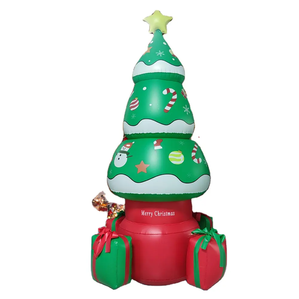 Commercio all'ingrosso durevole Eco Pvc decorazioni natalizie telecomando Led luce carino albero di natale gonfiabile