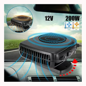 Taşınabilir araba 2 in 1 eğlenceli ve ısıtıcı fanı araç elektronik havalı ısıtıcı 12V 200W araç ön camı isıtıcı buğu çözücü buz çözücü - Product Image 1