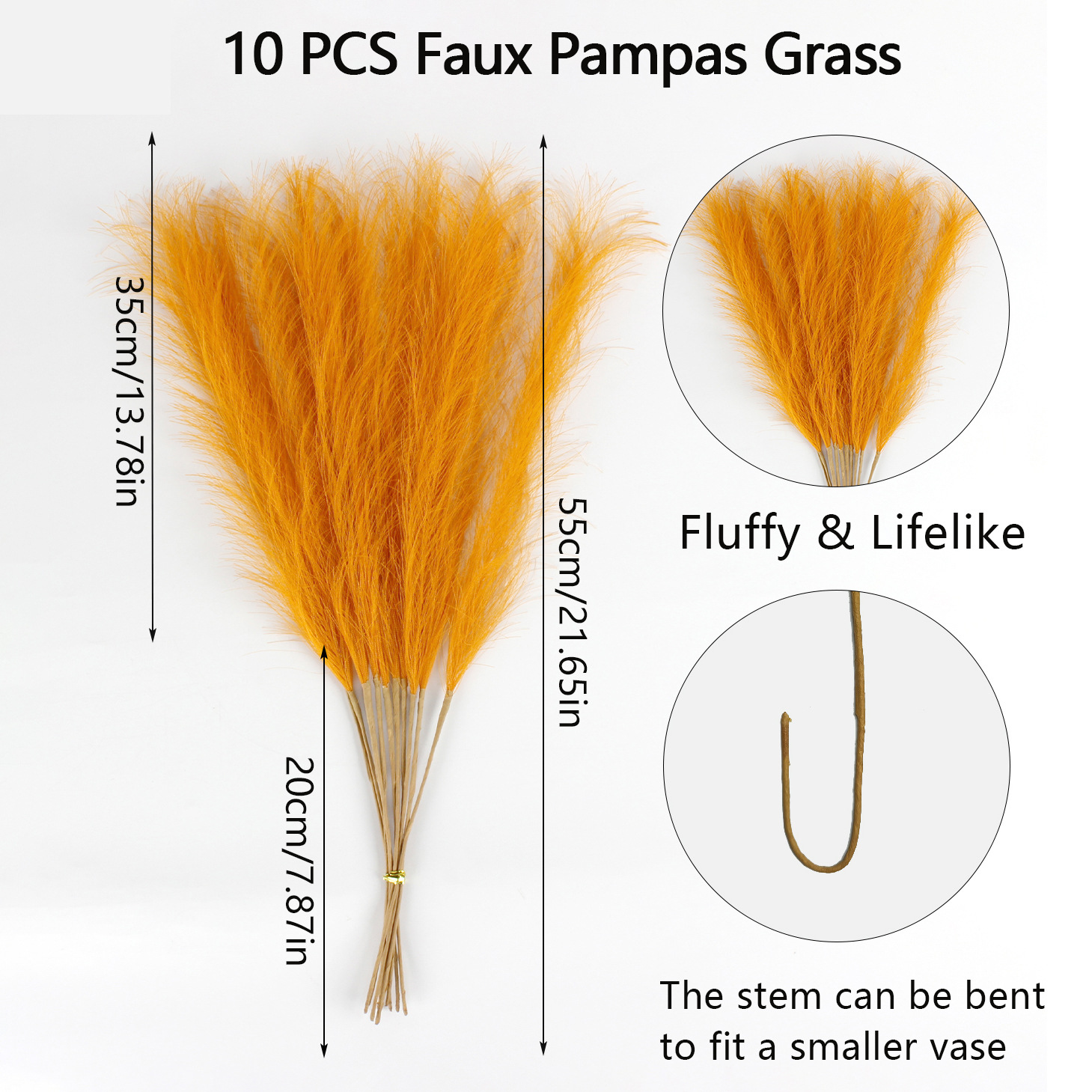 Herbe de pampas orange 10pcs
