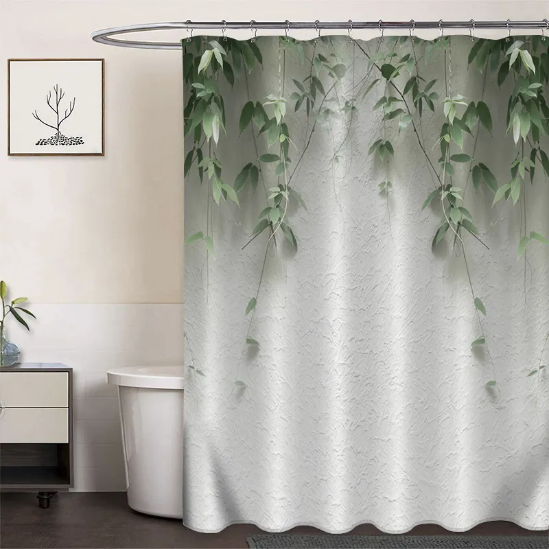 花柄のバスルームの装飾カーテンポリエステル12フック付属3Dデジタル印刷防水シャワーカーテン