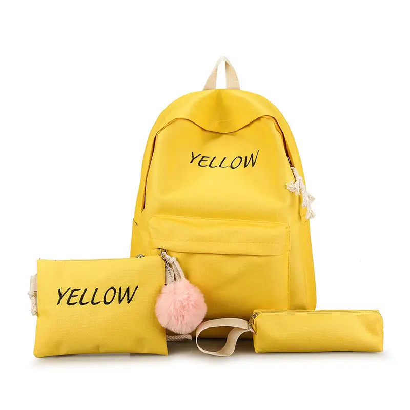 Logotipo personalizado 3 Piece School Bags Sets 3 em 1 viagem primária Teen Girls Kids Backpack Bolsas escolares com pingente