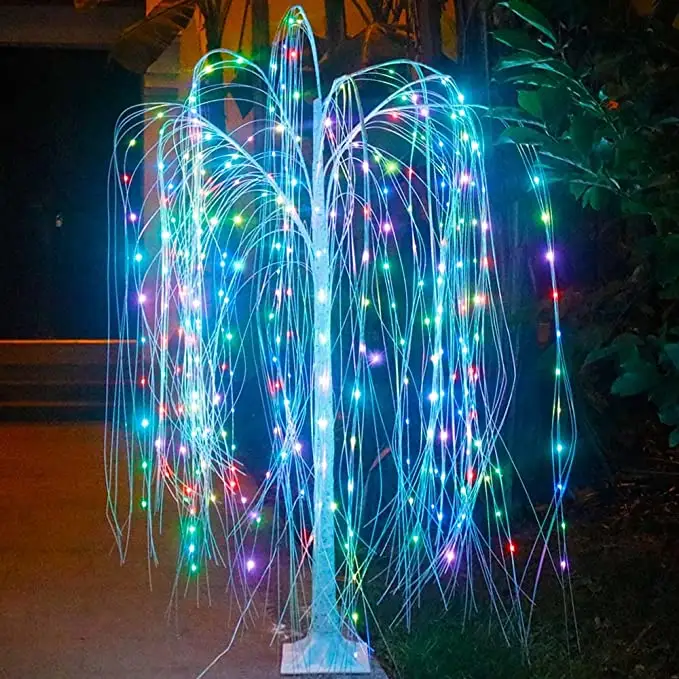 Colorful Lighted Willow Tree  RGB LED Tree with Remote  Willow Tree with Multicolored String Lights