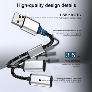 Adaptador USB macho a doble tipo C hembra con extensión de Cable de entrada de auriculares PD para Xbox One Series PS4PS5 Laptop USB C Hub Output - Product Image 5