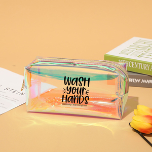 Custom LOGO Holographic Cosmetic Bag Makeup Travel Bag Portable Waterproof Toiletries Bag Iridescent Cosmetic <strong>Pouch</strong> - Product Image 2
